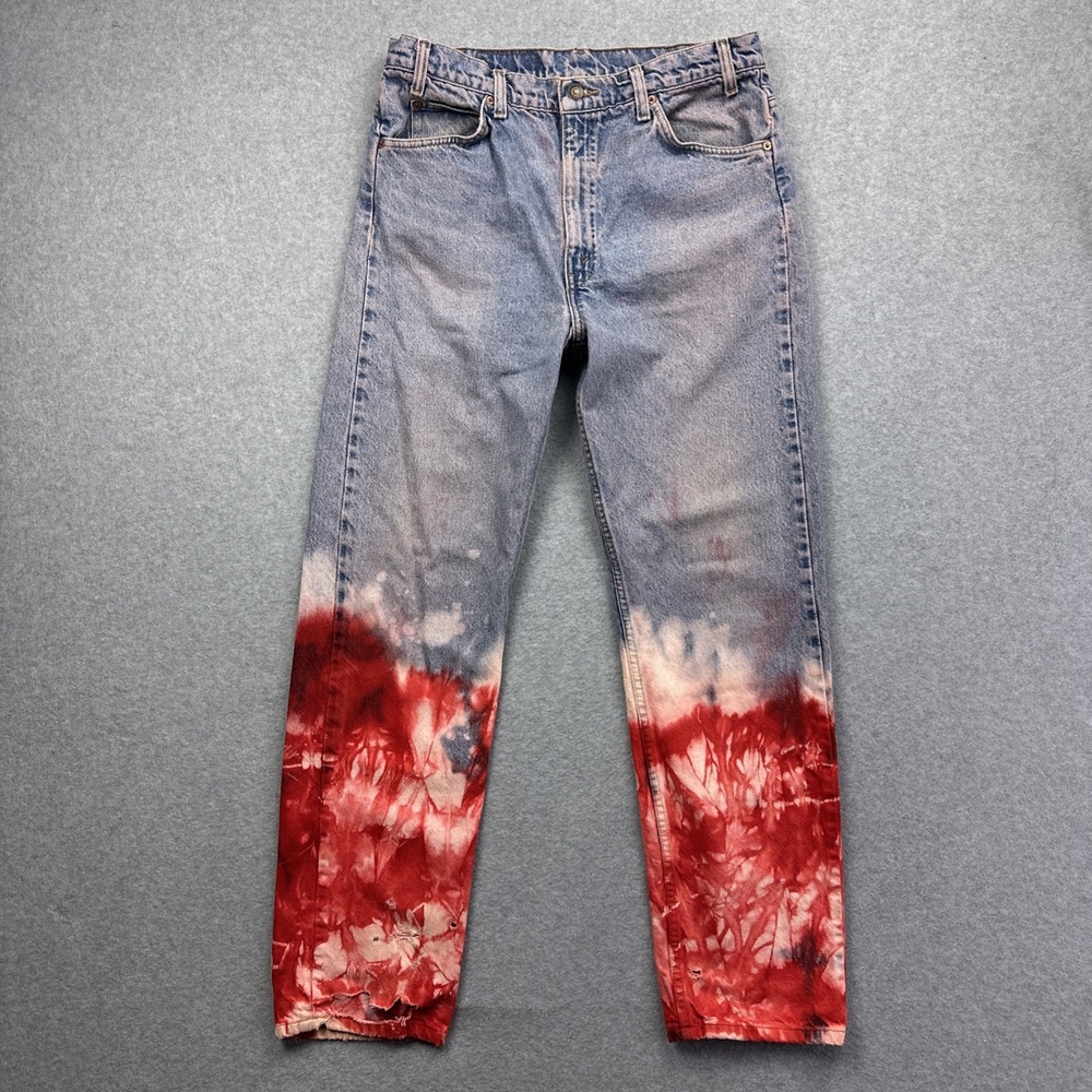 VINTAGE! Levi's 505 Men's Red‎ Dyed Jeans Regular Fit Straight Leg Size 35x32